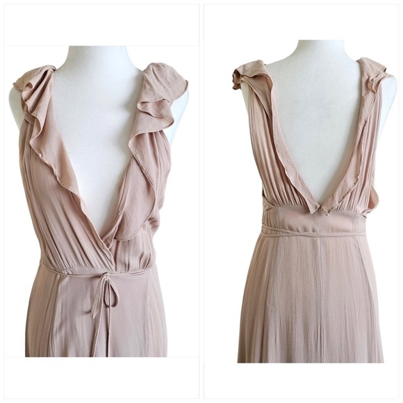 Reformation Peppermint bridesmaid wrap dress champagne large - Picture 6 of 13